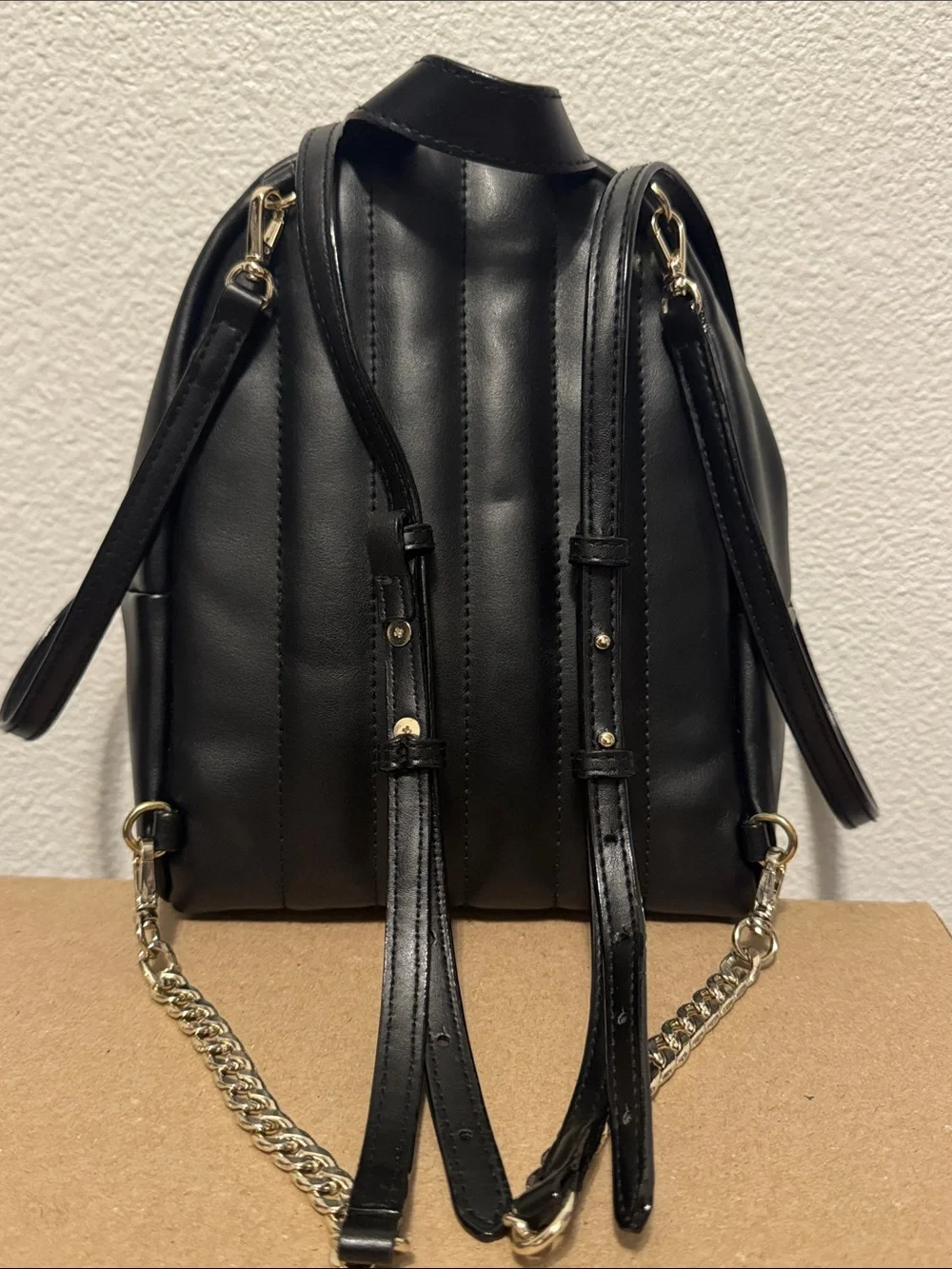 Victoria's Secret Black Mini Backpack with Gold Studded Logo - Picture 2 of 4